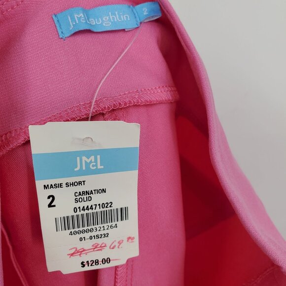 NWT J. Mclaughlin Maisie Carnation Pink Women's Pull On Summer Preppy Shorts 2 - Picture 2 of 4